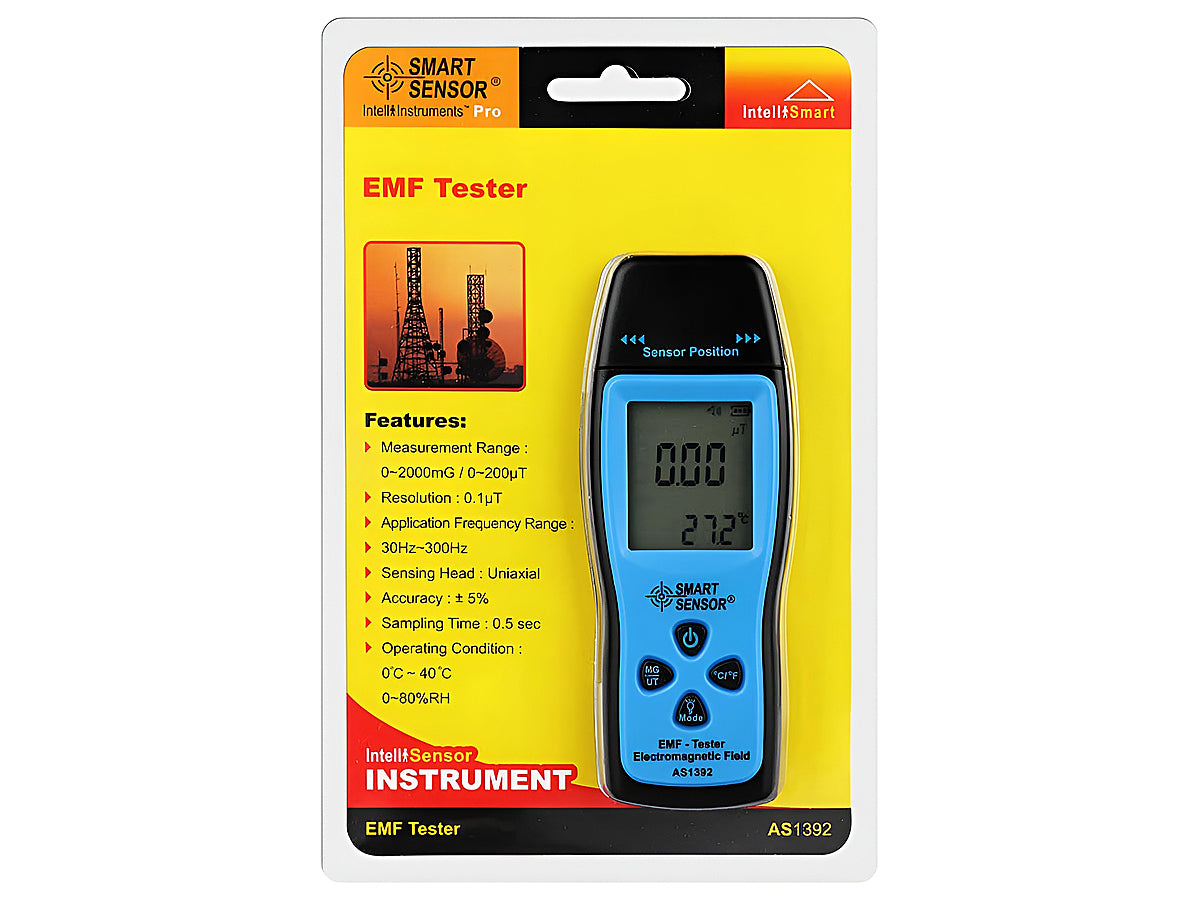 EMF meter placed on table showing slim profile