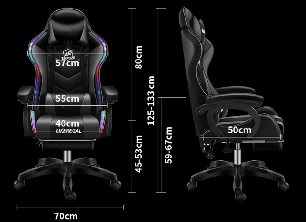 Gaming desk stable R shape legs with metal frame