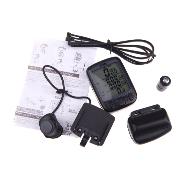 Bike speedometer odometer with temperature reading visible