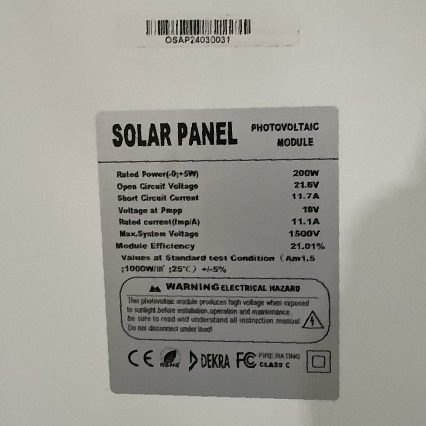 200W solar panel connected to boat power system