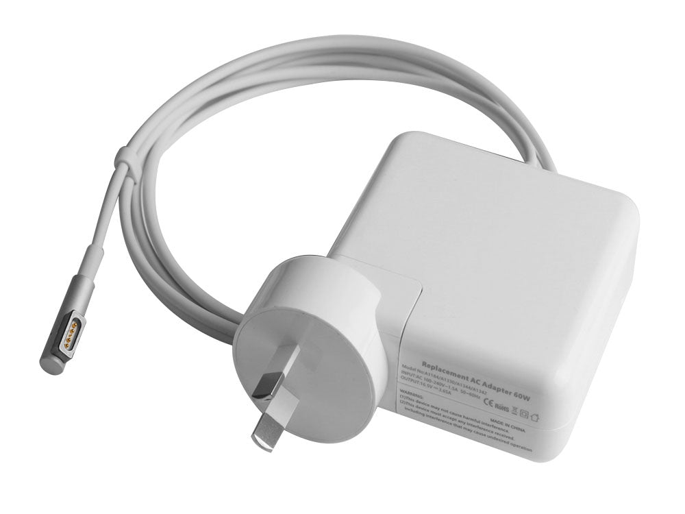 Top angle of Macbook Pro Charger 60W with black cable