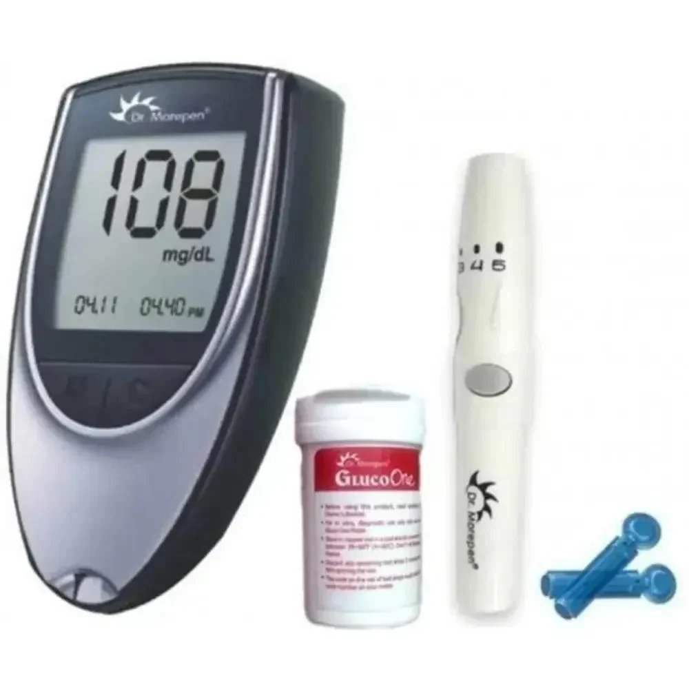 Blood Glucose Meter being held in hand for size reference
