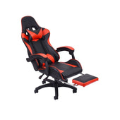 Gaming chair in red PU leather showing full front view