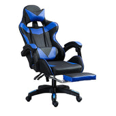 Gaming chair blue PU leather front view with padded seat