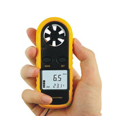 Wind speed meter anemometer front view showing LCD display