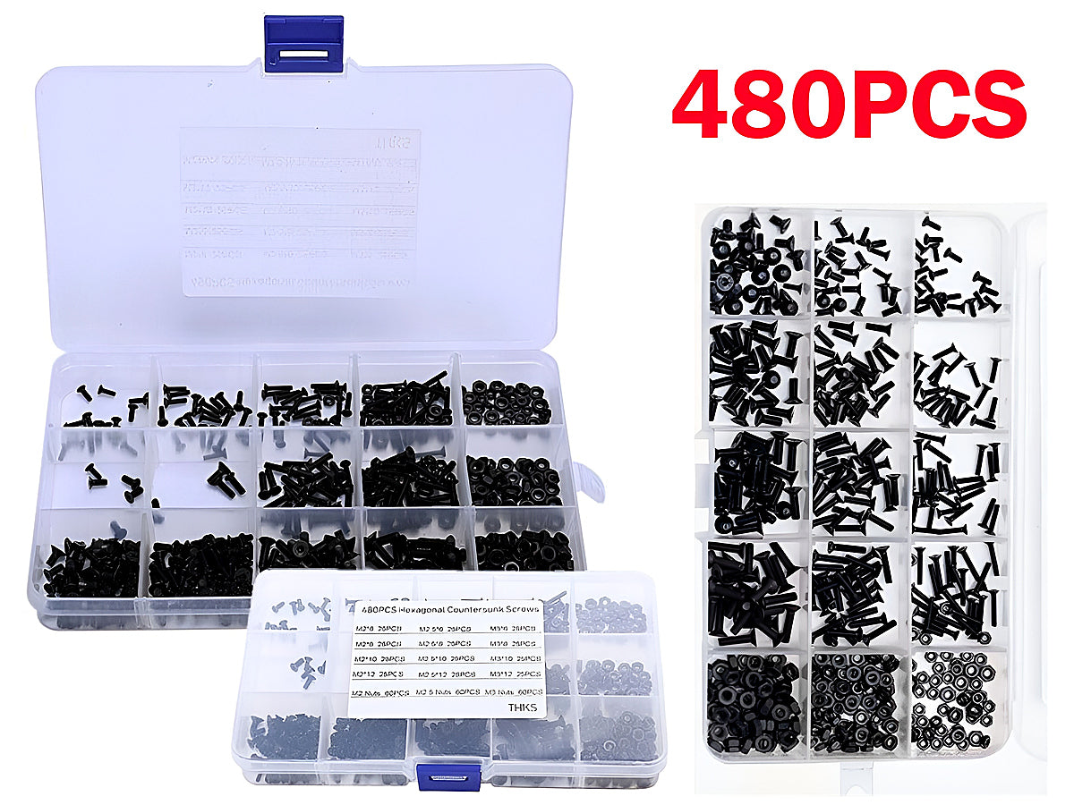480pcs M2 M3 Countersunk Screws