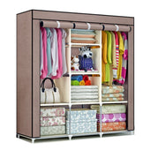 Portable wardrobe NZ with coffee canvas cover front view