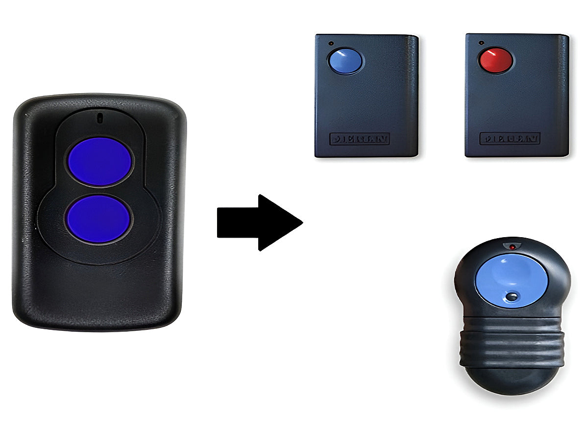Close-up of dip switch settings on Merlin remote