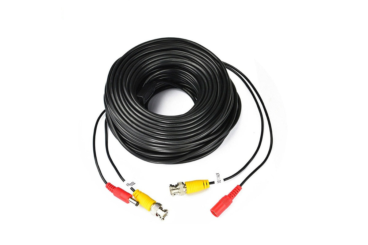 Close-up of BNC connector on 30m security camera cable