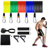 Resistance bands 11-pack set showing all stackable rubber bands