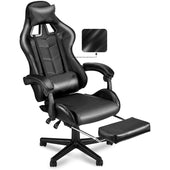 Gaming chair office chair black PU leather front view