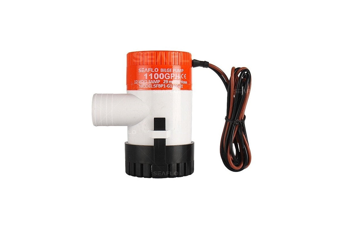 Close up of bilge pump 1100GPH marine grade wiring