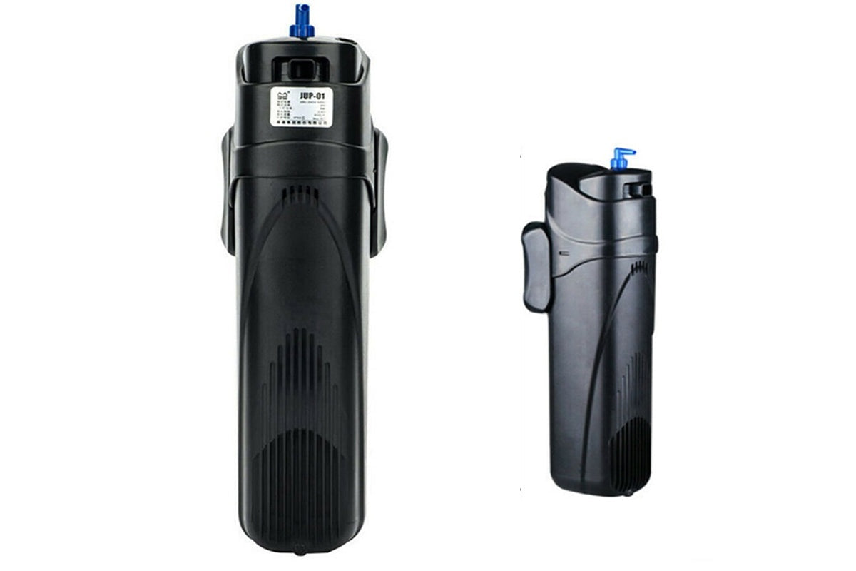Side view of internal UV filter pump with pre-filter sponge