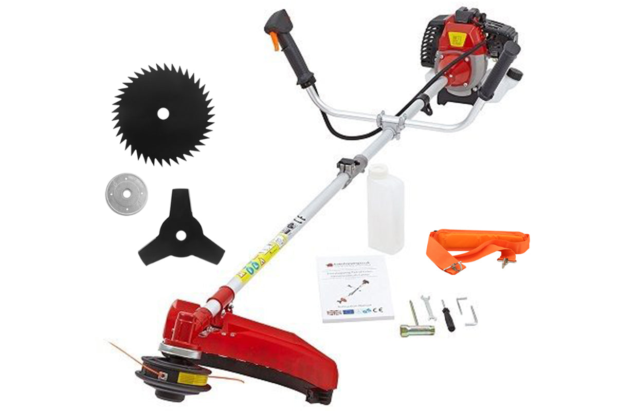 Fuel bottle included with 62CC petrol brush cutter kit