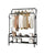 Clothing garment rack black metal side view with wheels