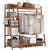 Bamboo wardrobe clothes rack with natural finish and hanging rod