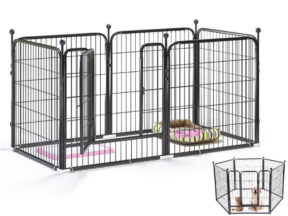 Dog play pen secured in mud with outdoor poles