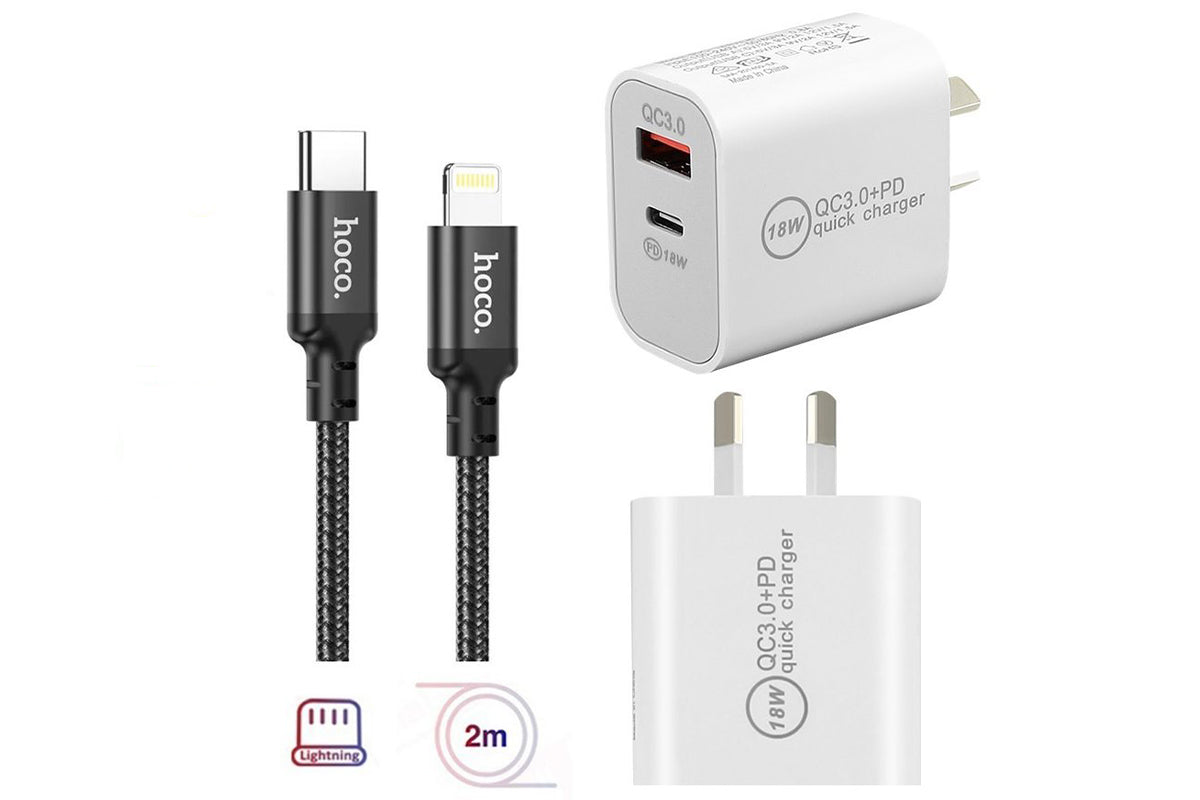 iPhone charger Fast Charger 18W charging an iPhone and iPad simultaneously