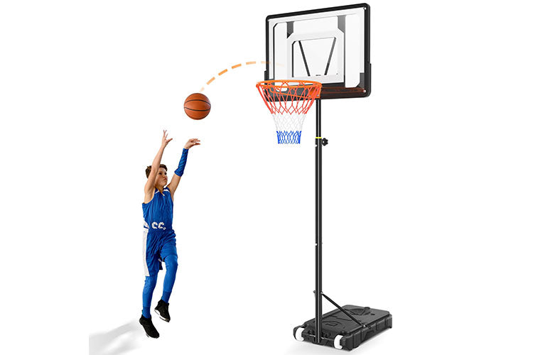 Basketball hoop stand compact footprint suitable for driveways