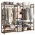 Bamboo wardrobe clothes rack front view showing hanging rails