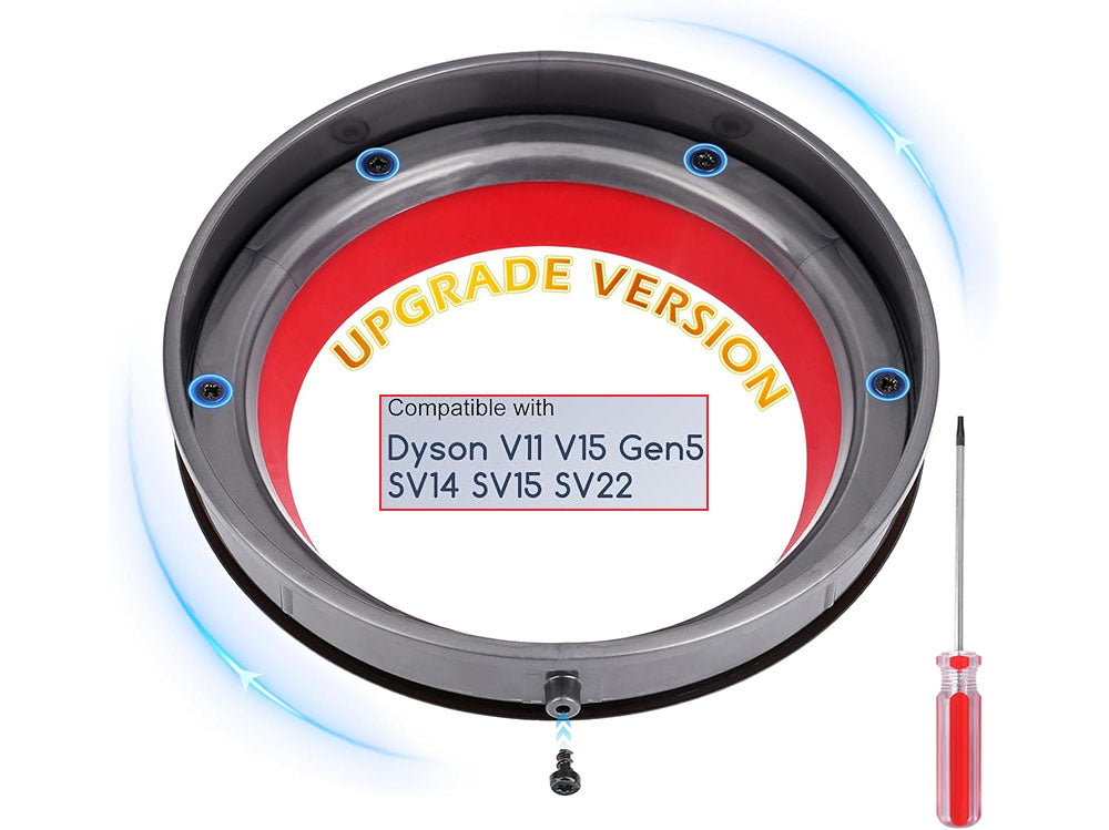 Dyson dust bin sealing ring showing screw attachment