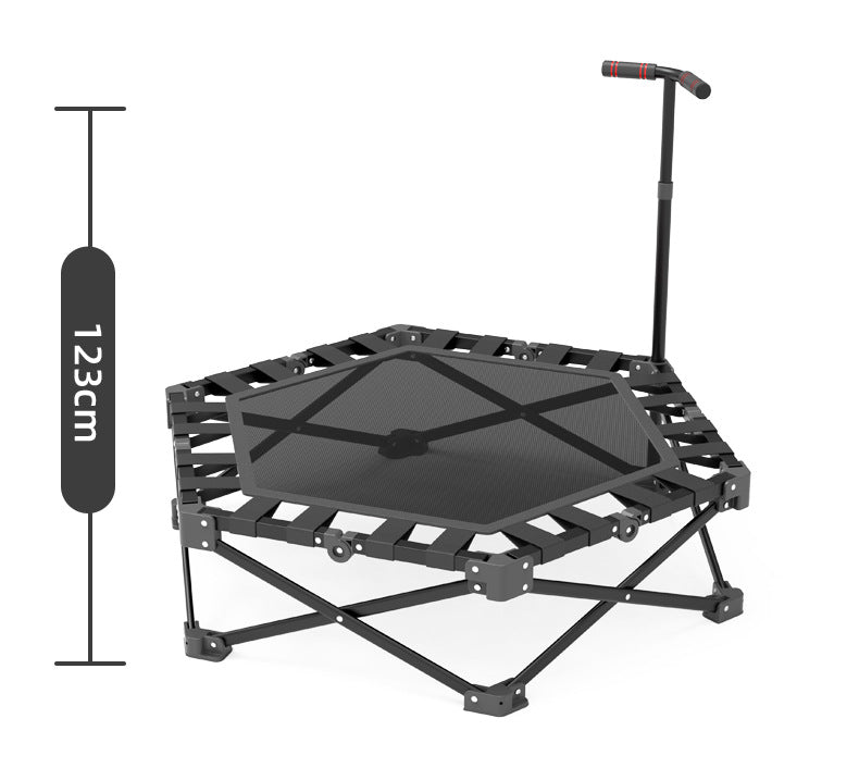 Top view of fitness trampoline rebounder showing hexagonal shape