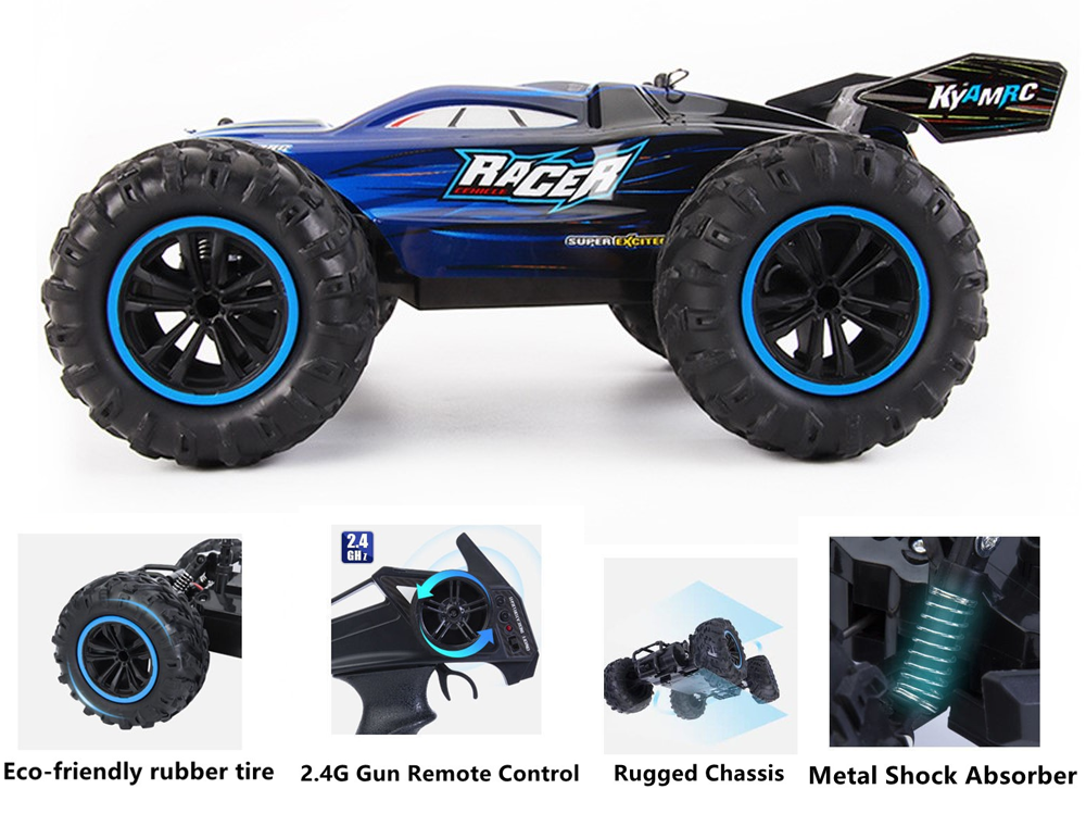 RC car remote control 1 18 scale in action on dirt track
