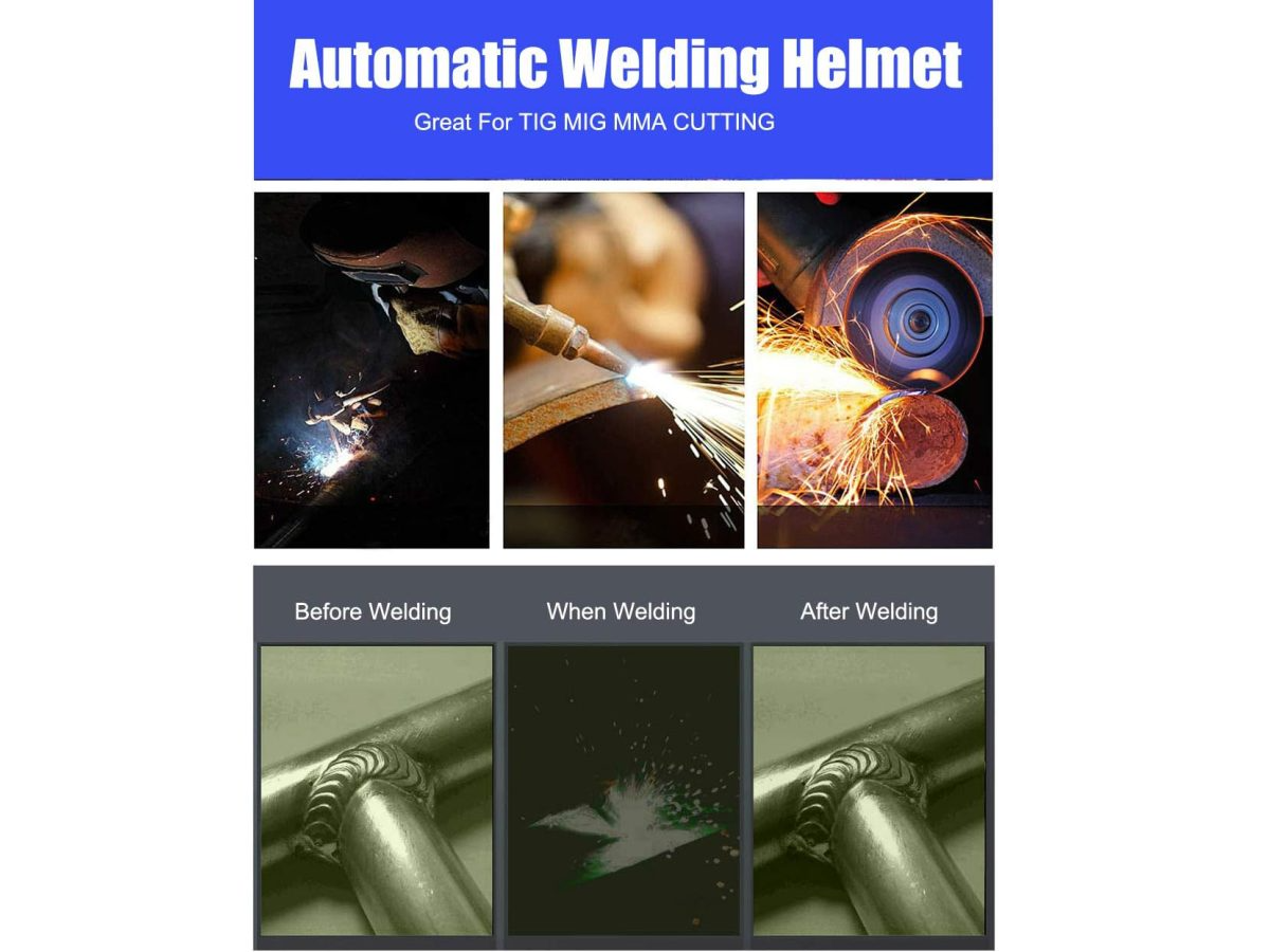 Welding helmet with clear optics for reduced eye strain