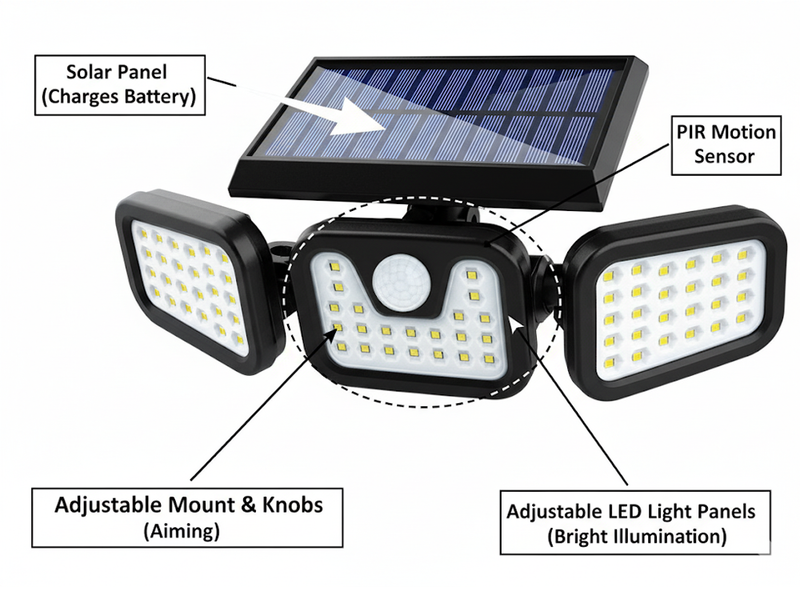 utdoor Solar Motion Sensor Light 74LED