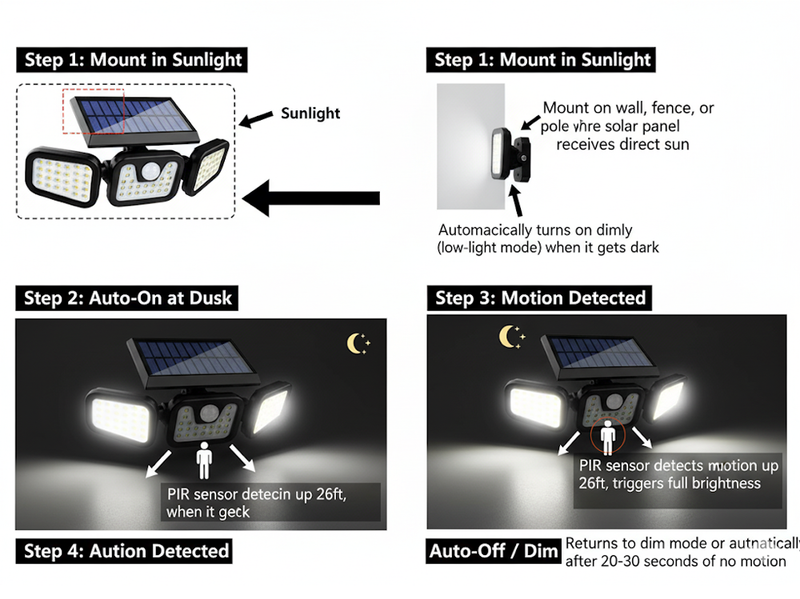 utdoor Solar Motion Sensor Light 74LED