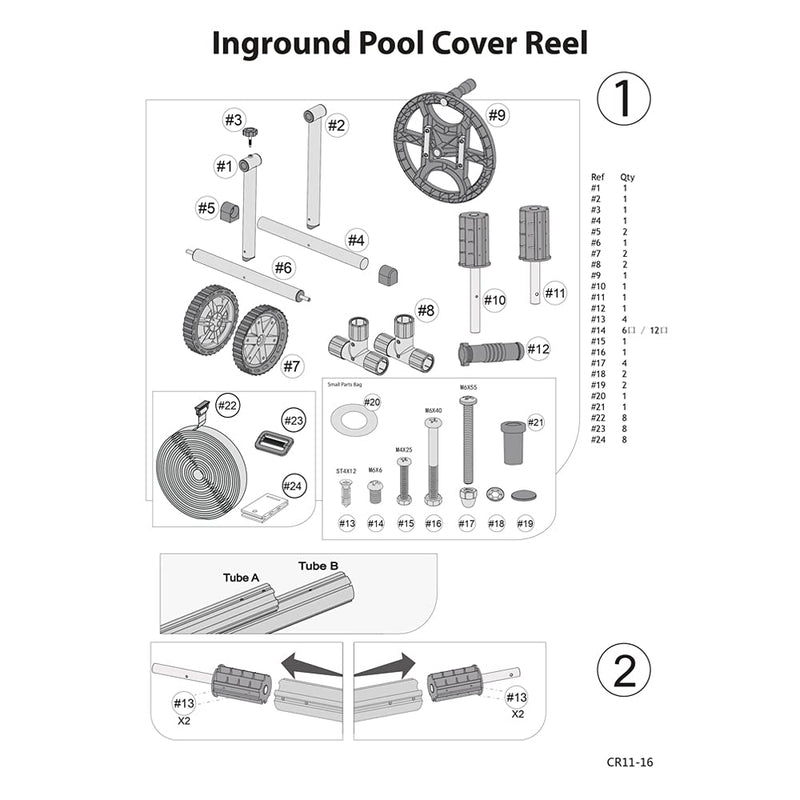 Swimming Pool Cover reel for cover 21 Ft (6.4 M)