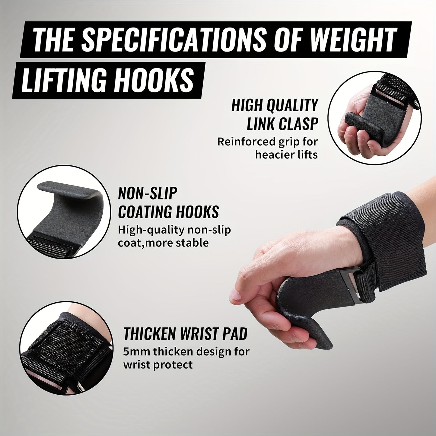 Weight Lifting Power Lifting Hooks - pair