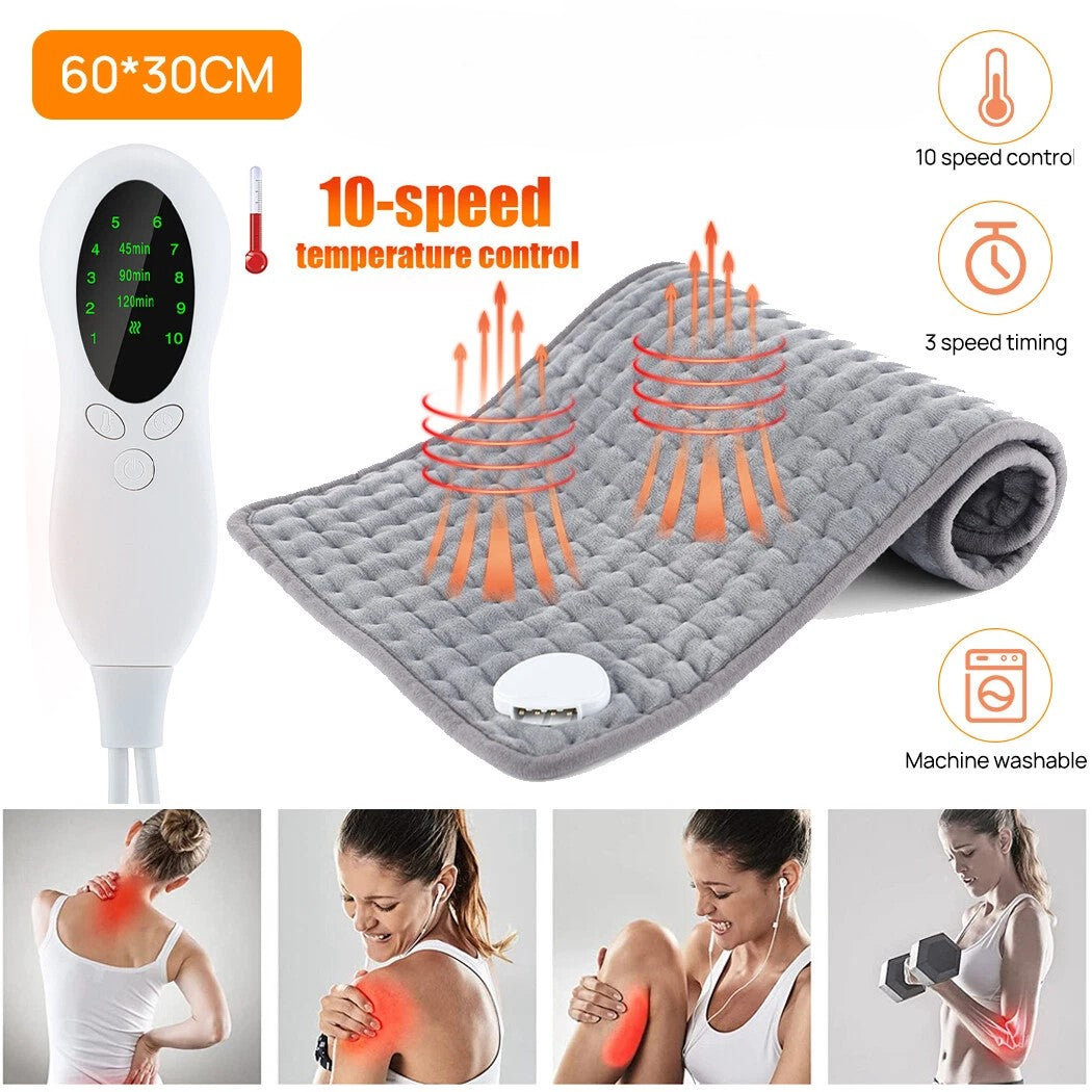 Electric hot heated blanket laid out showing full size