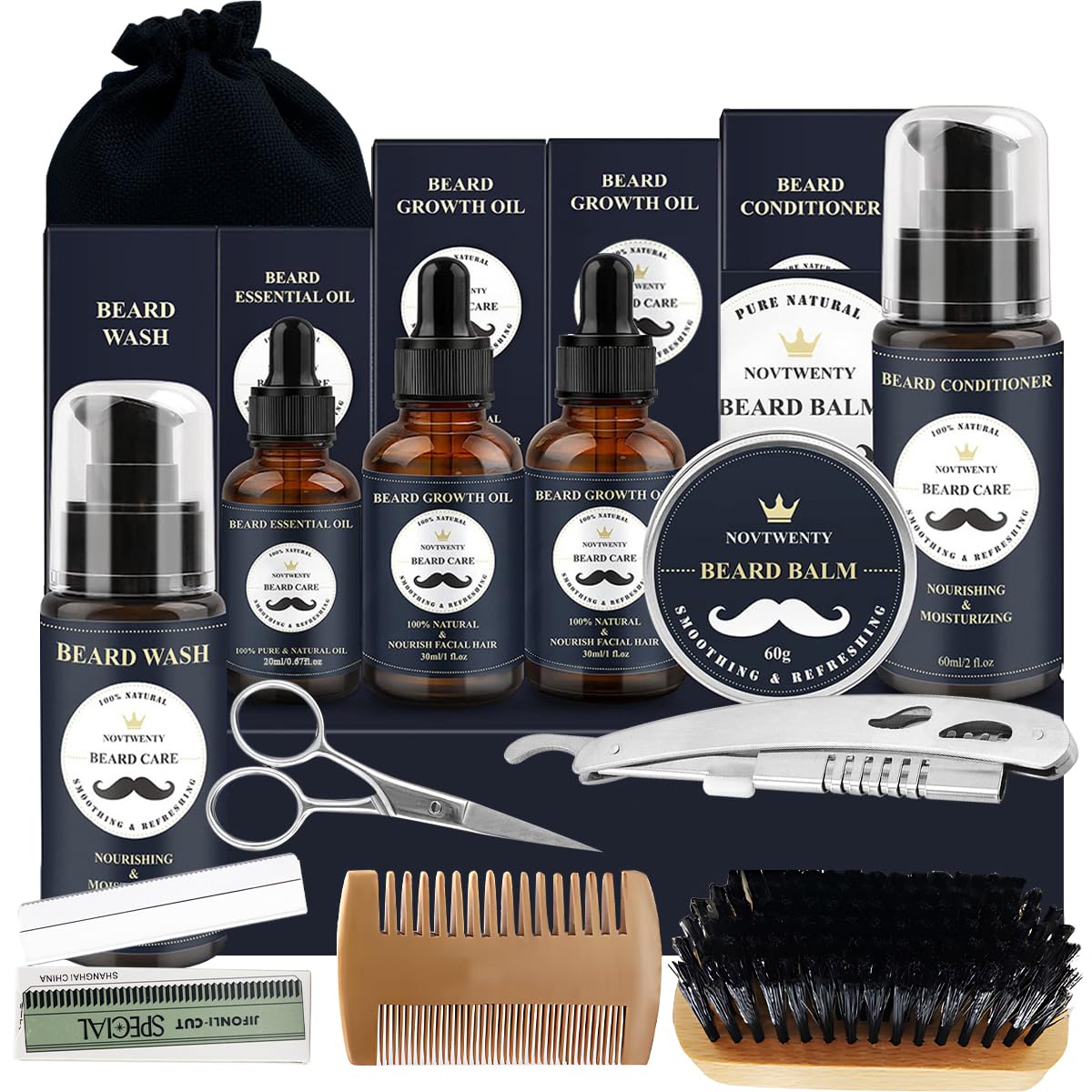 Essential oil bottle from beard grooming kit set