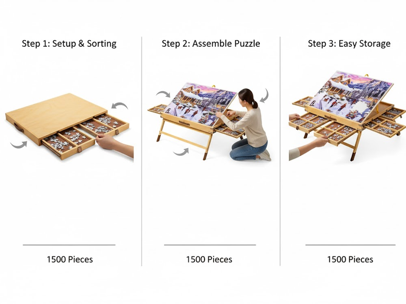 Jigsaw Puzzle Table with Drawers 1500 Pieces