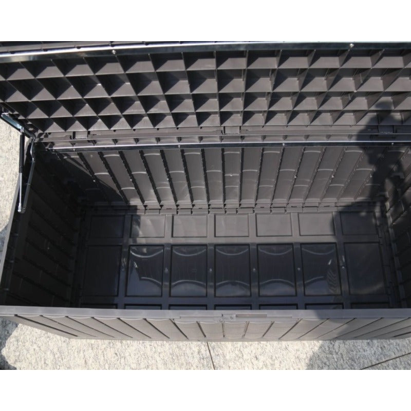 Assembled garden storage box 226L ready for garden use
