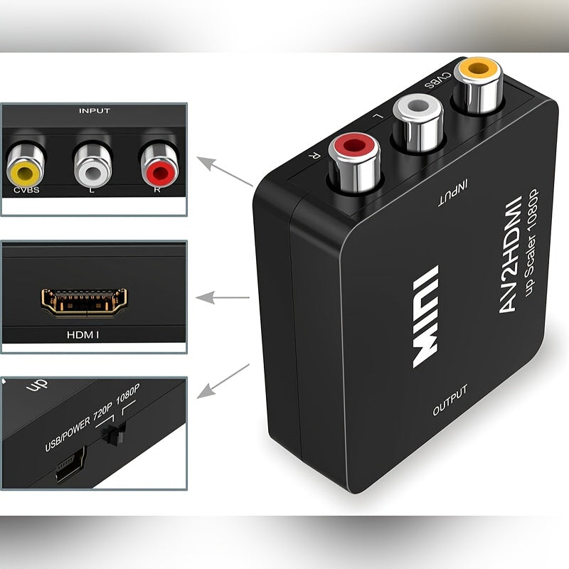 AV to HDMI converter highlighting durable ABS material finish