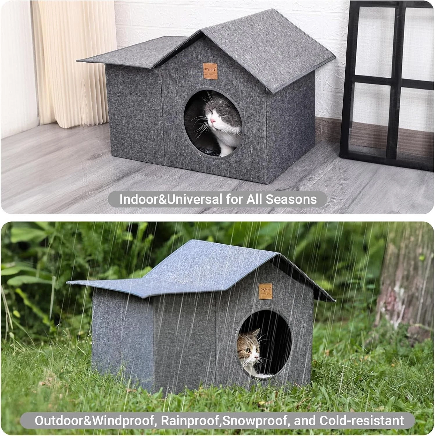 Top view of outdoor cat house with open entrance