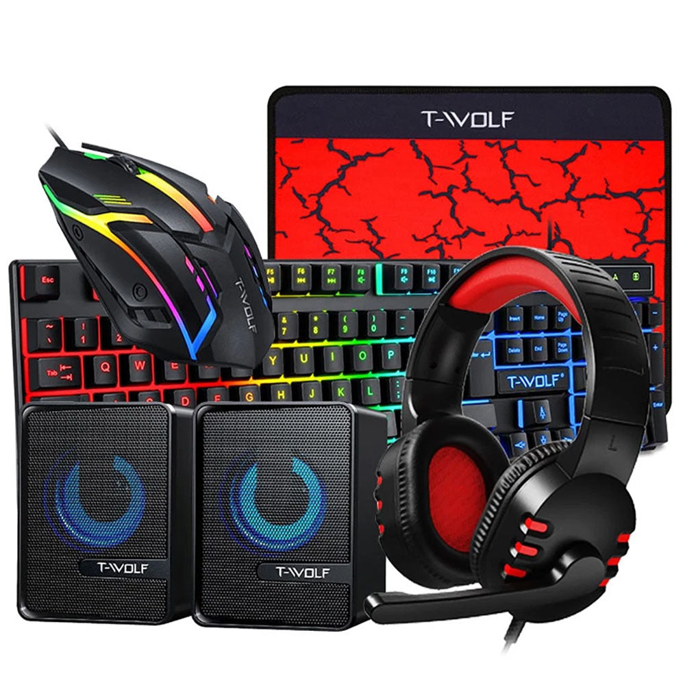Gaming Keyboard Mouse Headphone Speaker Combo