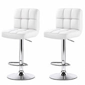Adjustable Bar Stools White (Set of 2)