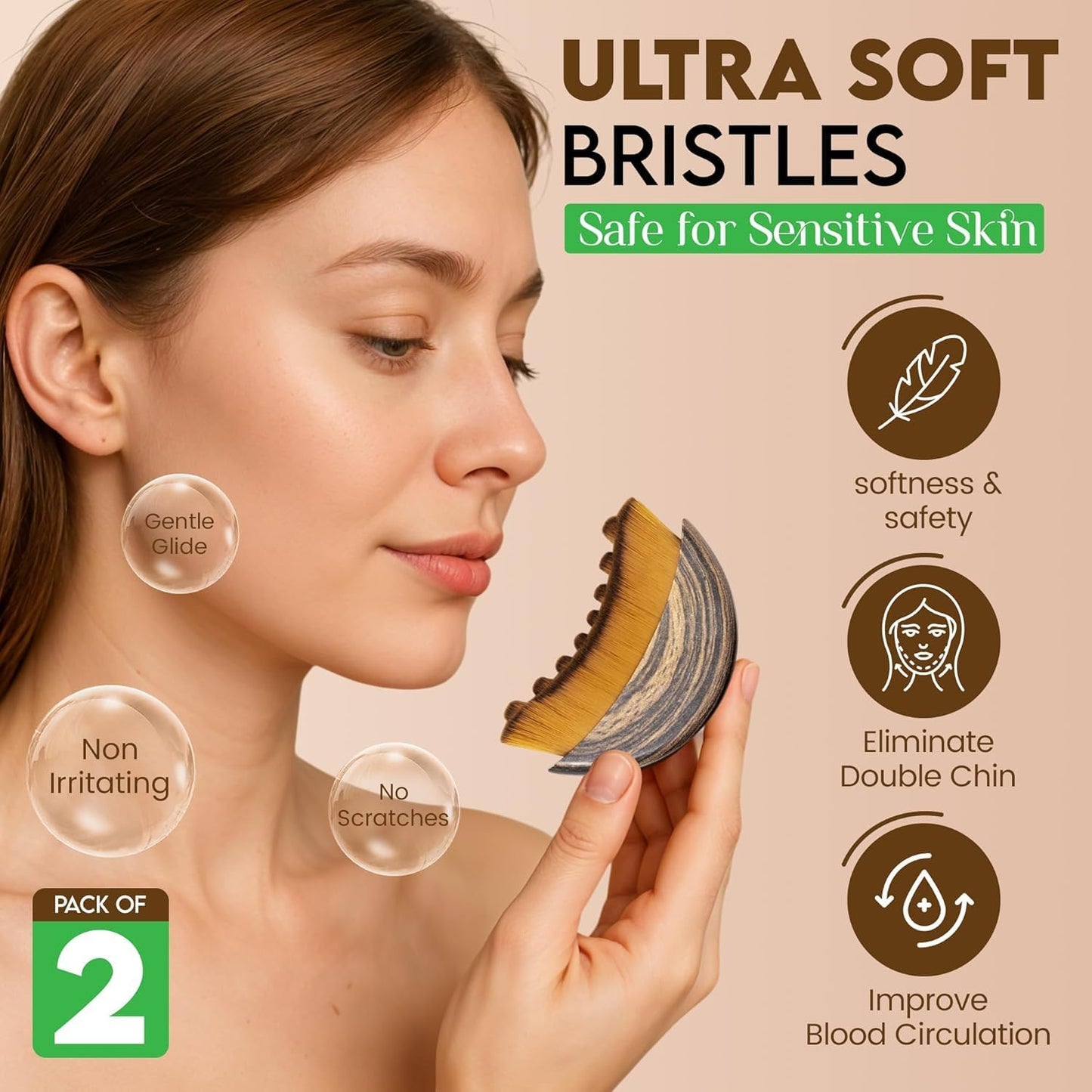 2 Pack Facial Lymphatic Massage Brushes Face Brush Contouring Detox Tools