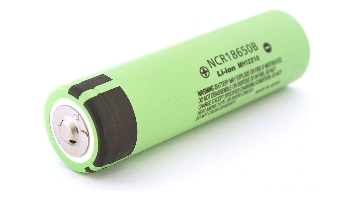 18650 rechargeable battery with label visible