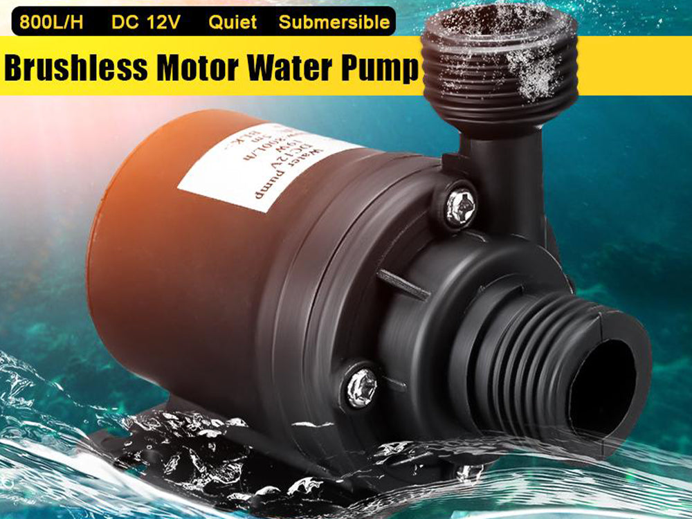 12V water brushless pump with visible mounting points and base