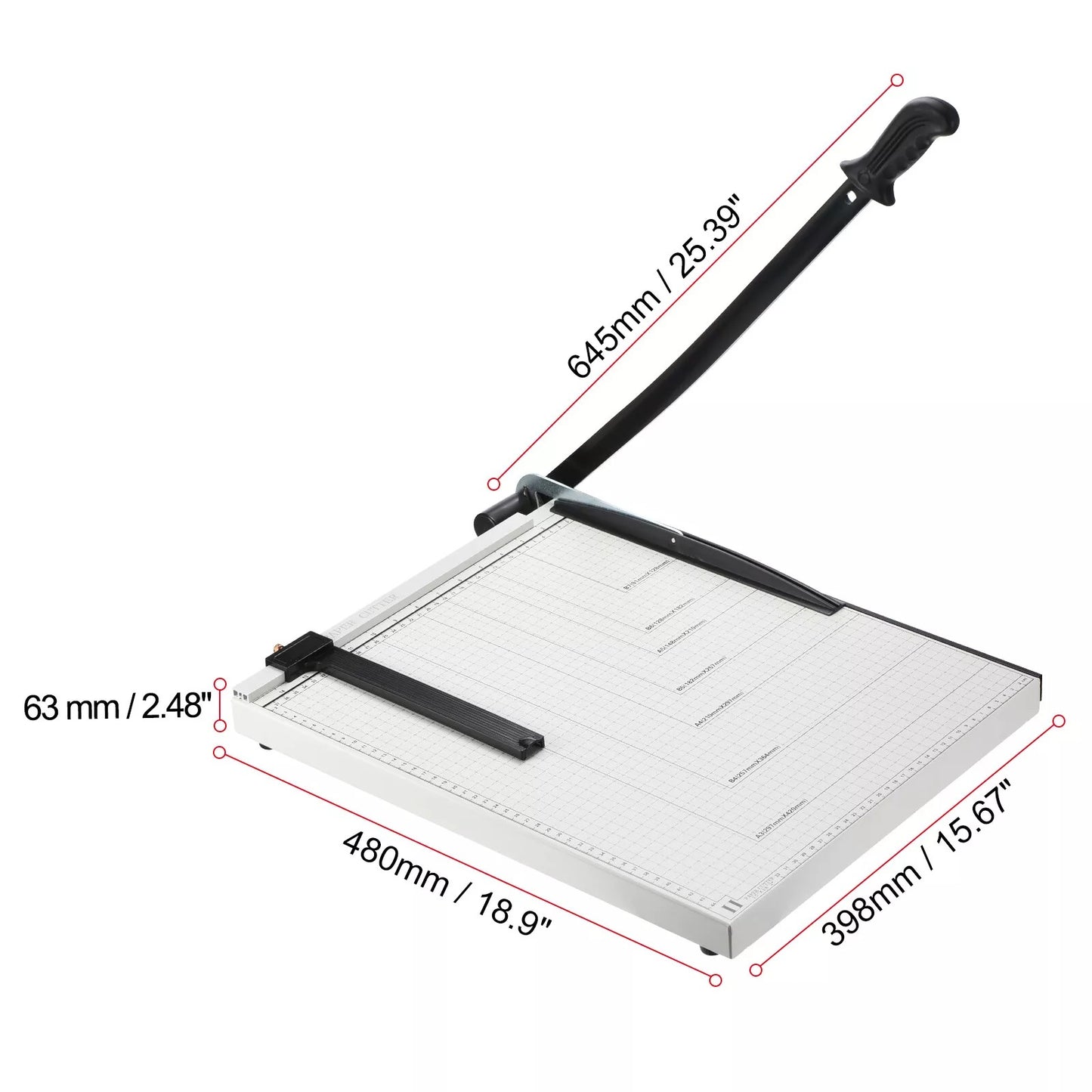 A3 paper cutter placed on office desk with paper stack nearby