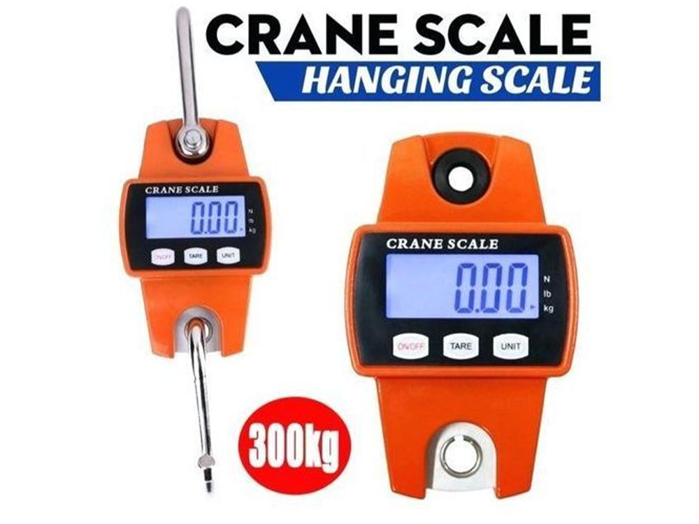 Back view of crane scale hanging scale with battery compartment