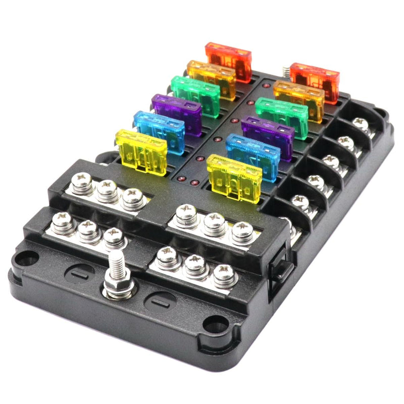12 Circuit Negative Bus Blade Fuse Block