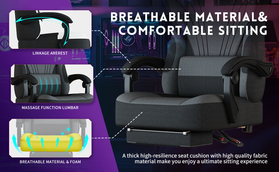 Gaming chair with adjustable height and SGS-certified gas lift mechanism