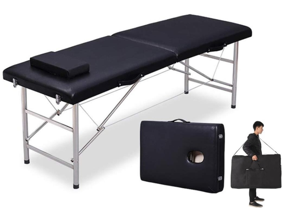 View of massage table legs and support structure