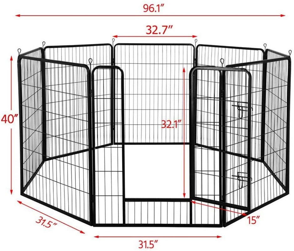 8 Panel pet playpen arranged as two small squares for space use