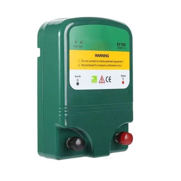 Electric fence energiser showing textured durable case